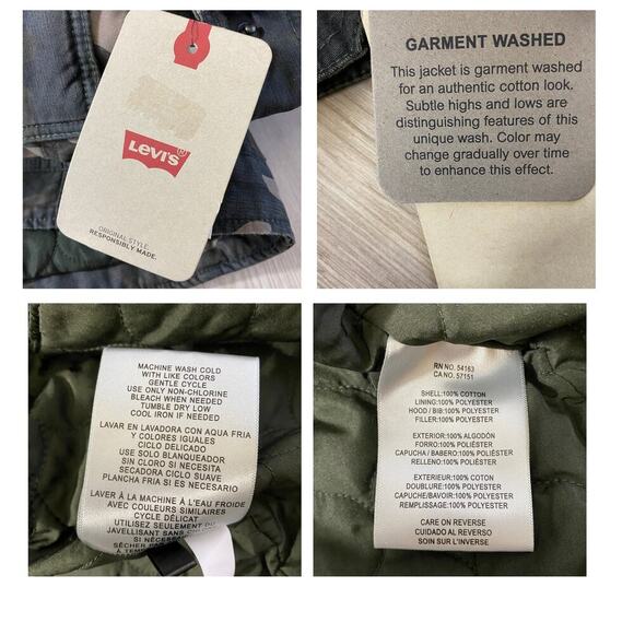 Levi’s Mens Camo Military Hooded Trucker Jacket Size M Green Streetwear Gorpcore - Picture 10 of 11